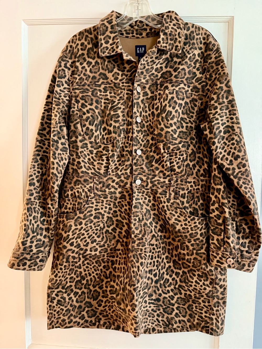 GAP Leopard Print Denim Mini Dress | Size Large